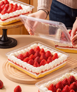 CLEAR SQUARE TUBS WITH LIDS (1 PACK = 20 PCS, 1000 ML CAPACITY)