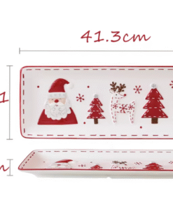 Alternative view of SANTA WITH REINDEER RECTANGLE CERAMIC PLATTER