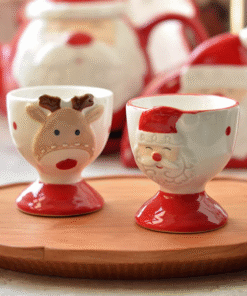 Alternative view of SANTA & REINDEER CERAMIC DESSERT CUPS ( SET OF 2 )