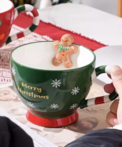 GREEN CHRISTMAS - GINGERBREAD MAN HOT CHOCOLATE MUG - CERAMIC CUP (350 ML)