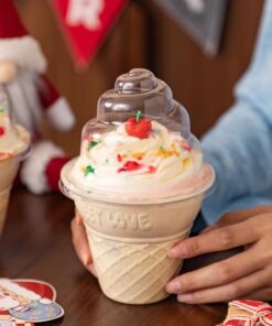 ICE CREAM SHAPE CONE CONTAINERS WITH LIDS (1 PACK = 10 PIECES)