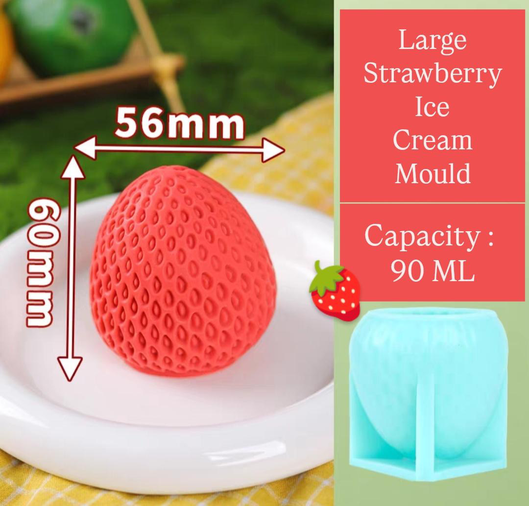 LARGE STRAWBERRY ICE CREAM MOULD - SILICON MOULD - POP SICLE MOULD