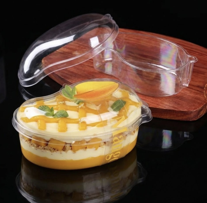 MANGO SHAPE DESSERT CONTAINERS WITH LIDS ( 1 PACK = 50 PIECES )