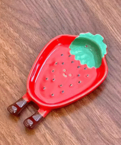 STRAWBERRY DESSERT PLATE - CERAMIC (SINGLE PIECE)