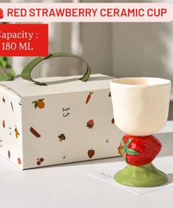 RED STRAWBERRY CERAMIC DESSERT CUP / BEVERAGE CUP - FRUIT CUP