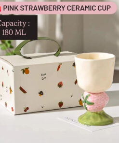 PINK STRAWBERRY CERAMIC DESSERT CUP / BEVERAGE CUP - FRUIT CUP
