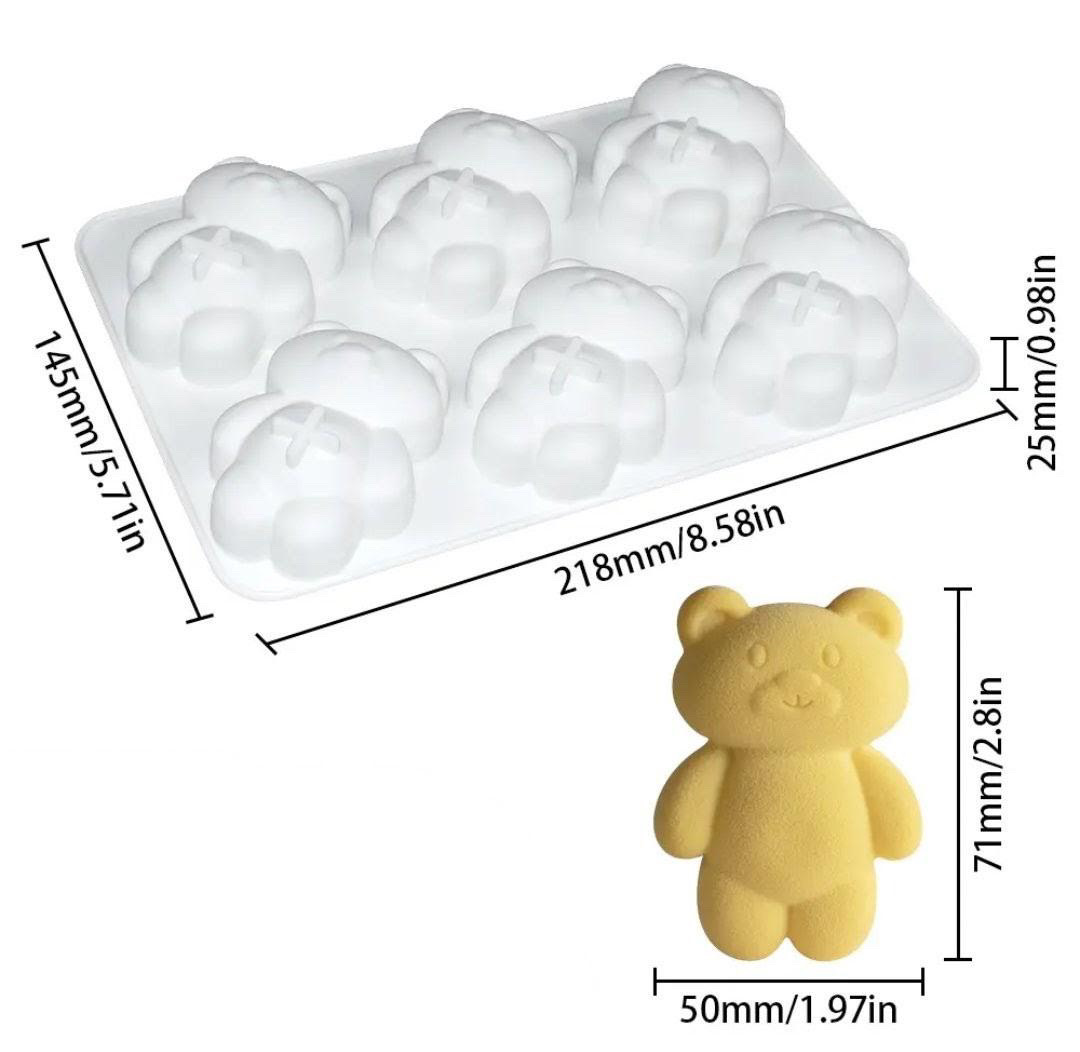 TEDDY BEAR PASTRY MOULD - SILICON MOULD - 6 CAVITY MOULD - Image 2