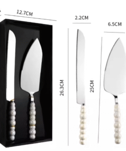 Alternative view of SILVER PEARLED CAKE SHOVEL & KNIFE SET