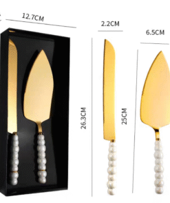 Alternative view of GOLD PEARLED CAKE SHOVEL & KNIFE SET