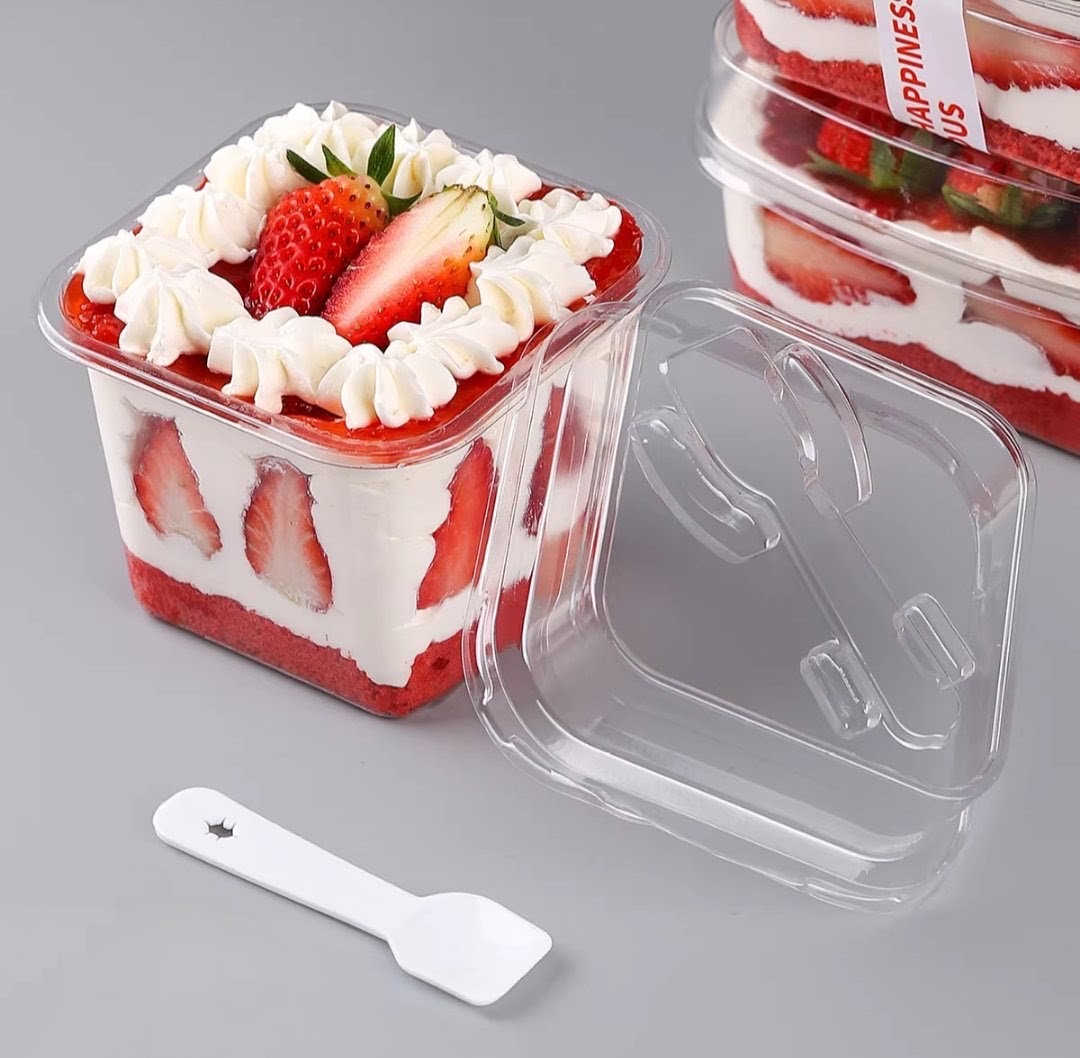SNAP & SPOON CLEAR CONTAINERS ( 1 PACK = 25 Tubs + 25 Spoons ) Cube - Image 3
