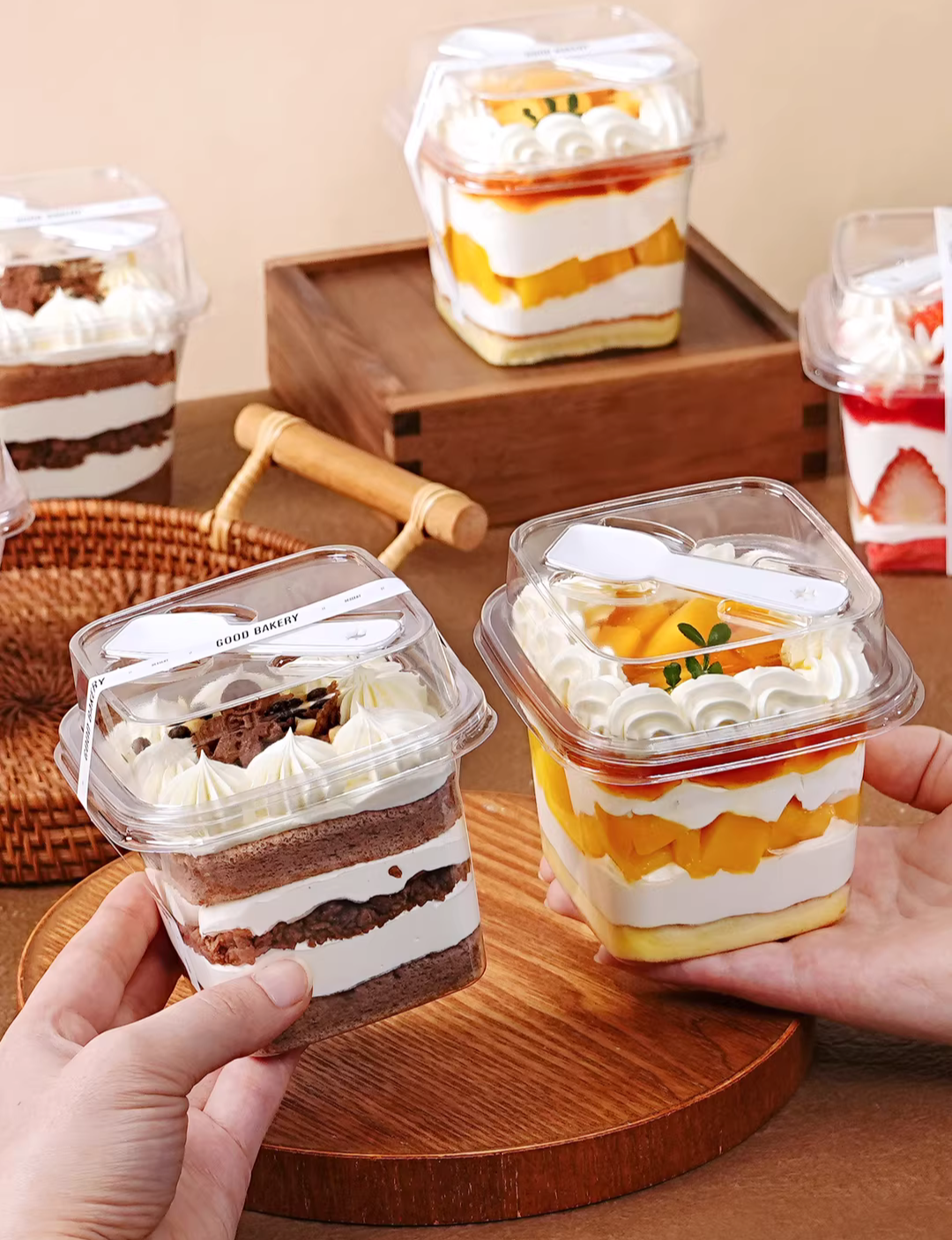 SNAP & SPOON CLEAR CONTAINERS ( 1 PACK = 25 Tubs + 25 Spoons ) Cube - Image 2