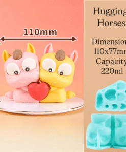 HUGGING HORSES - COUPLE MOULD - SILICON MOULD - PASTRY MOULD (Includes 2 Pieces Horse Mould + 1 Piece Accent Mould)