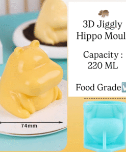 3D JIGGLY HIPPO MOULD - HIPPOPOTAMUS MOULD - SILICON MOULD - PASTRY MOULD - PUDDING MOULD