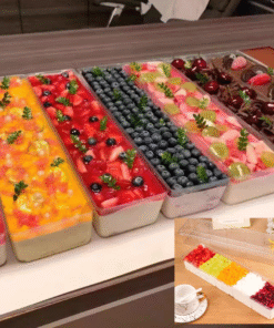 LONGLINE DESSERT CONTAINERS - CLEAR CONTAINERS WITH LIDS - LONG BOX - CATERING CONTAINERS ( 1 PACK = 10 CONTAINERS )