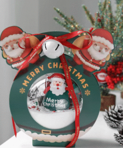 GREEN CHRISTMAS SNOW GLOBE CONTAINERS + CARRIER (1 PACK = 10 GLOBE CONTAINERS + 10 CARRIERS)