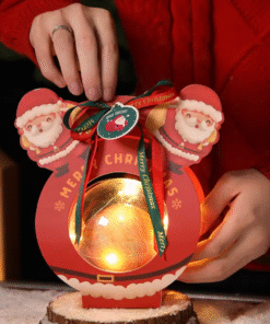 RED CHRISTMAS SNOW GLOBE CONTAINERS + CARRIER (1 PACK = 10 GLOBE CONTAINERS + 10 CARRIERS)