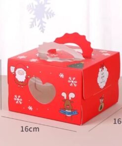 4 Inch - CHRISTMAS CAKE BOX ( 1 PACK = 10 PCs ) - Cake Boards Included (Random Color)