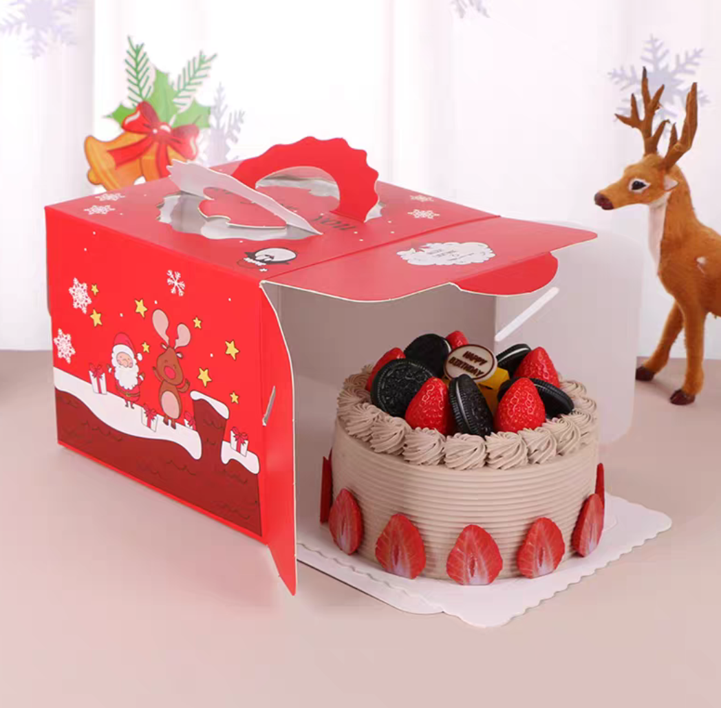 6 Inch - CHRISTMAS CAKE BOX ( 1 PACK = 10 PCs ) - Cake Boards Included (Random Color) - Image 3
