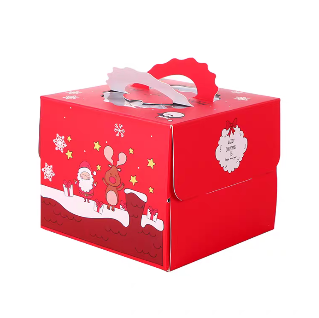 6 Inch - CHRISTMAS CAKE BOX ( 1 PACK = 10 PCs ) - Cake Boards Included (Random Color) - Image 2