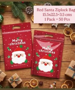 RED SANTA ZIPLOCK BAGS - Christmas - COOKIE BAGS ( 1 Pack = 50 Pieces )